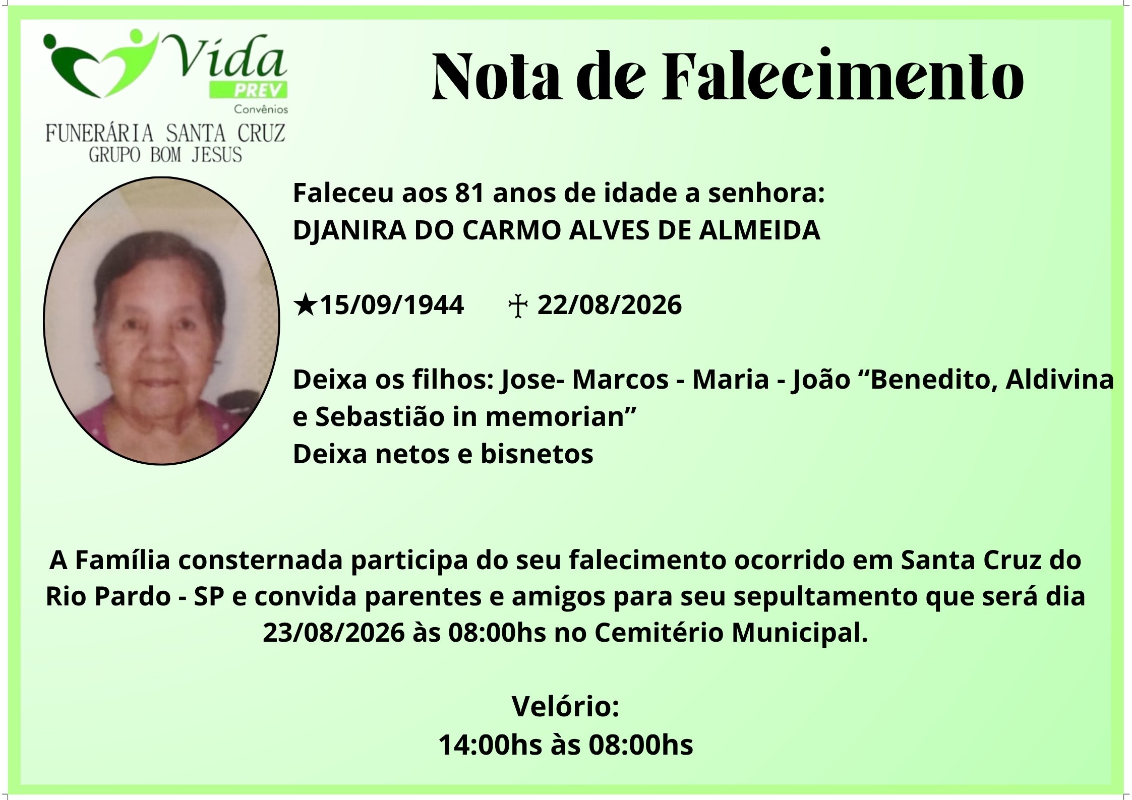 DJANIRA DO CARMO ALVES DE ALMEIDA