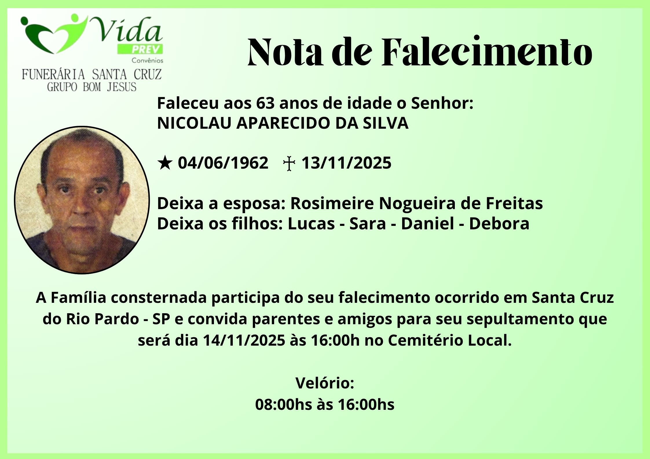 NICOLAU APARECIDO DA SILVA