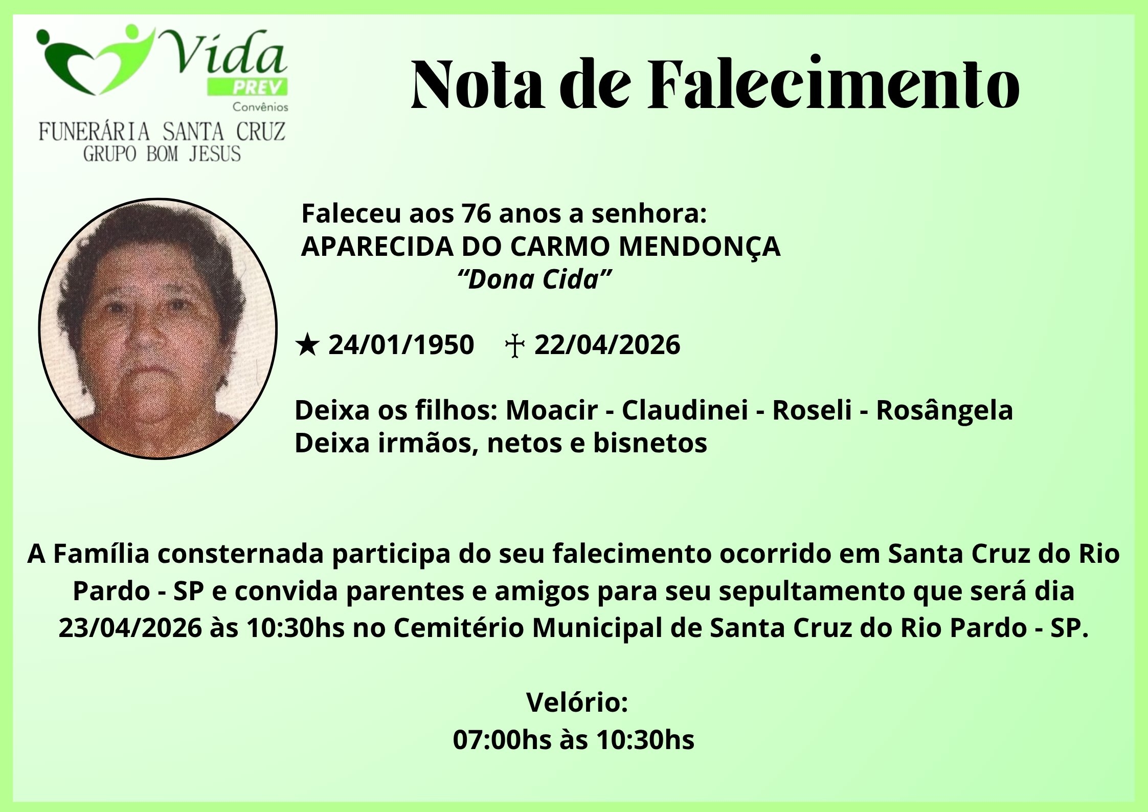 APARECIDA DO CARMO MENDONCA